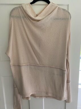 We The Free Cream Ribbed Cowl Neck top